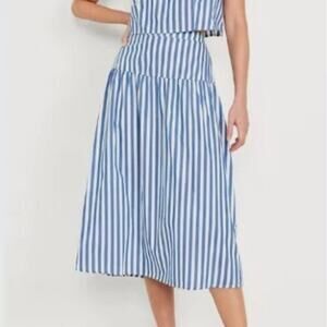 Old Navy | Blue and White Stripe Drop Waist Midi Skirt